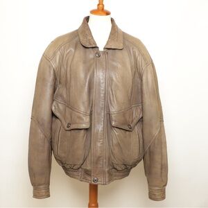 Vintage Members Only Leather Bomber Jacket Men Size Large